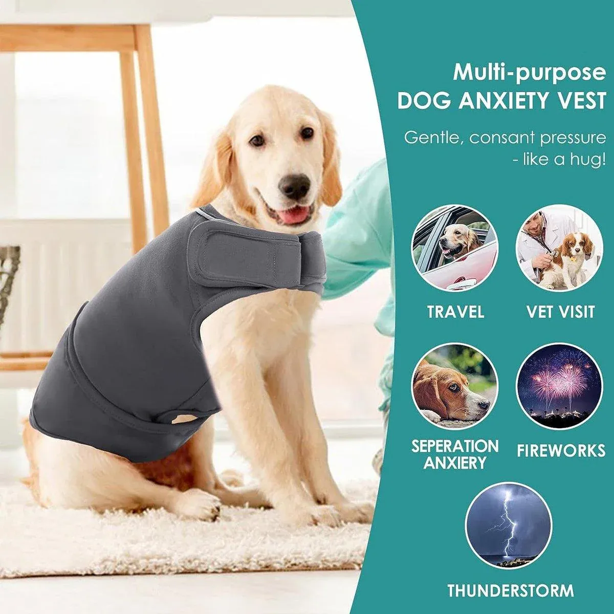 Pet Comfort Dog Relief Vest Jacket Soft Anxiety Coat for Small Medium Large Dogs - S — image 5