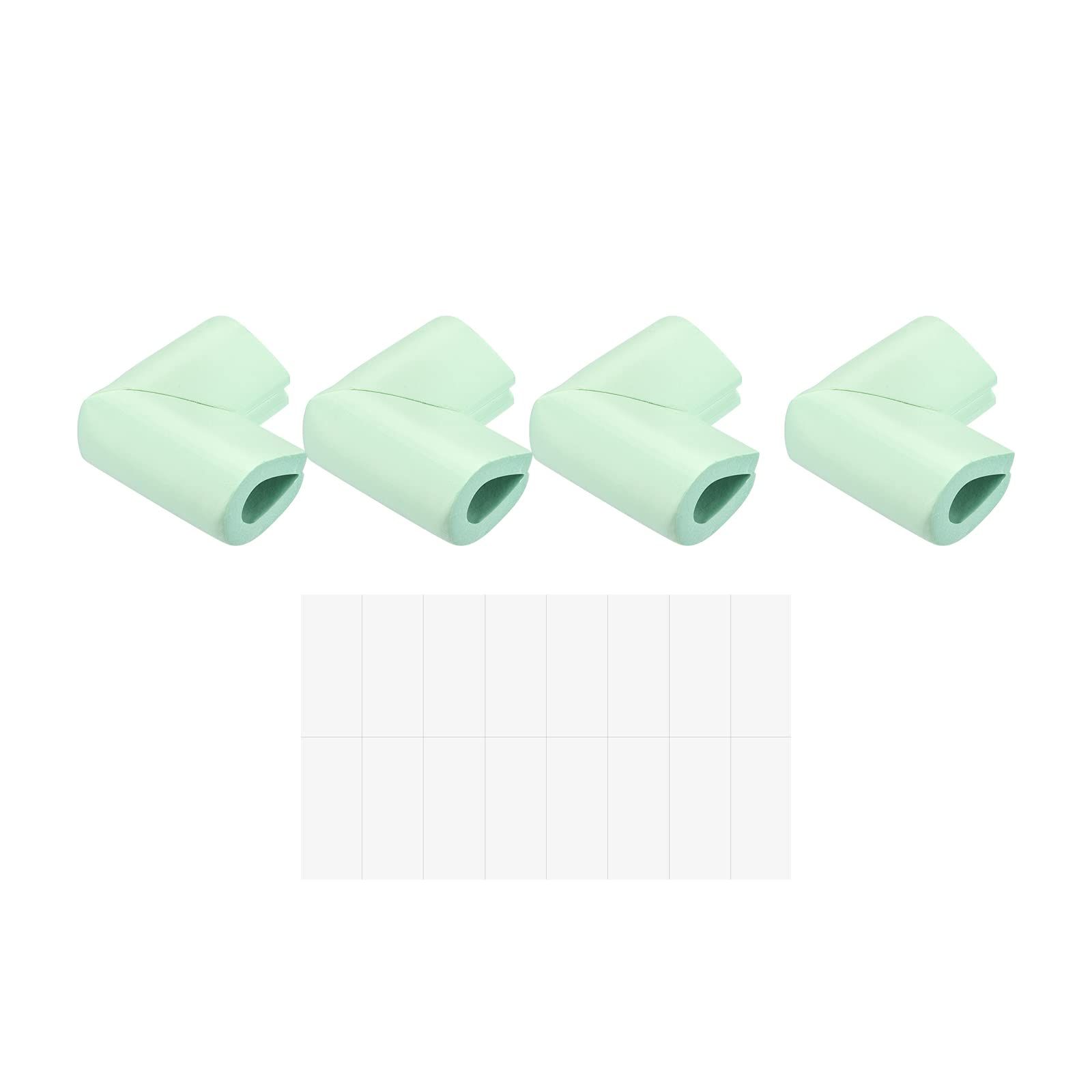 Edge Protectors, 4Pack U Foam Safety Bumper W Self-Adhesive Tape Furniture Corner Table Edge Guard, 2.16"x1.38"x0.315", Green