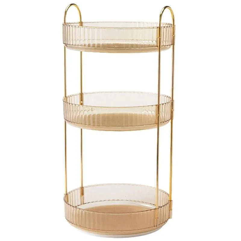 Rotating Cosmetic Organiser Home Storage Shelf Box for Makeup and Beauty Product - Amber