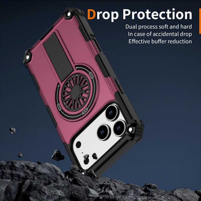 Armor Heavy Duty Magnetic Rotating Ring Kickstand Phone Case For iPhone 15 Plus, Anti-Drop Protective Cover In Purple — image 5