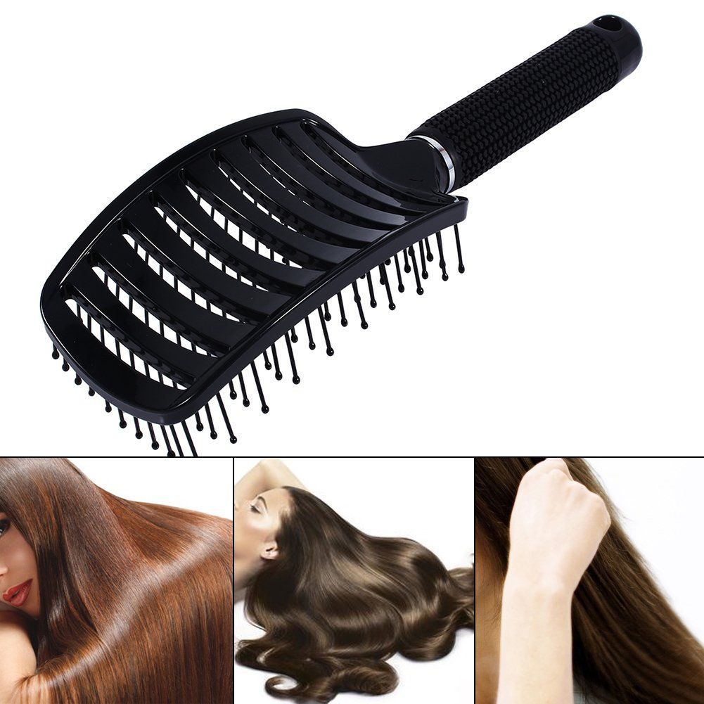 Curved Vented Styling Hair Brush, Detangling Thick Hair Massage Blow Drying Brush Massager Comb Brush (Black) โ image 4