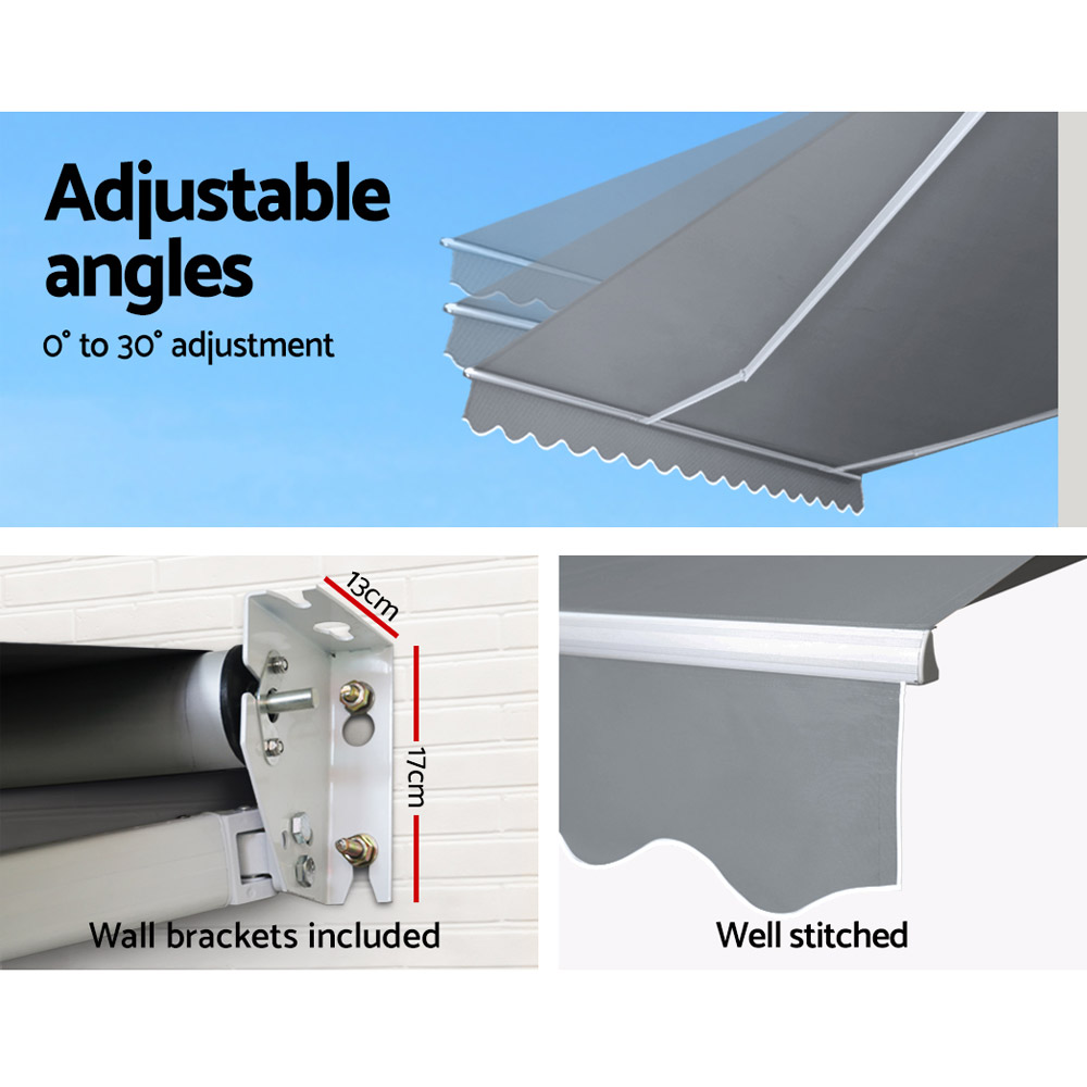Instahut Retractable Folding Arm Awning Motorised Sunshade 3Mx2.5M Pearl Grey โ image 6