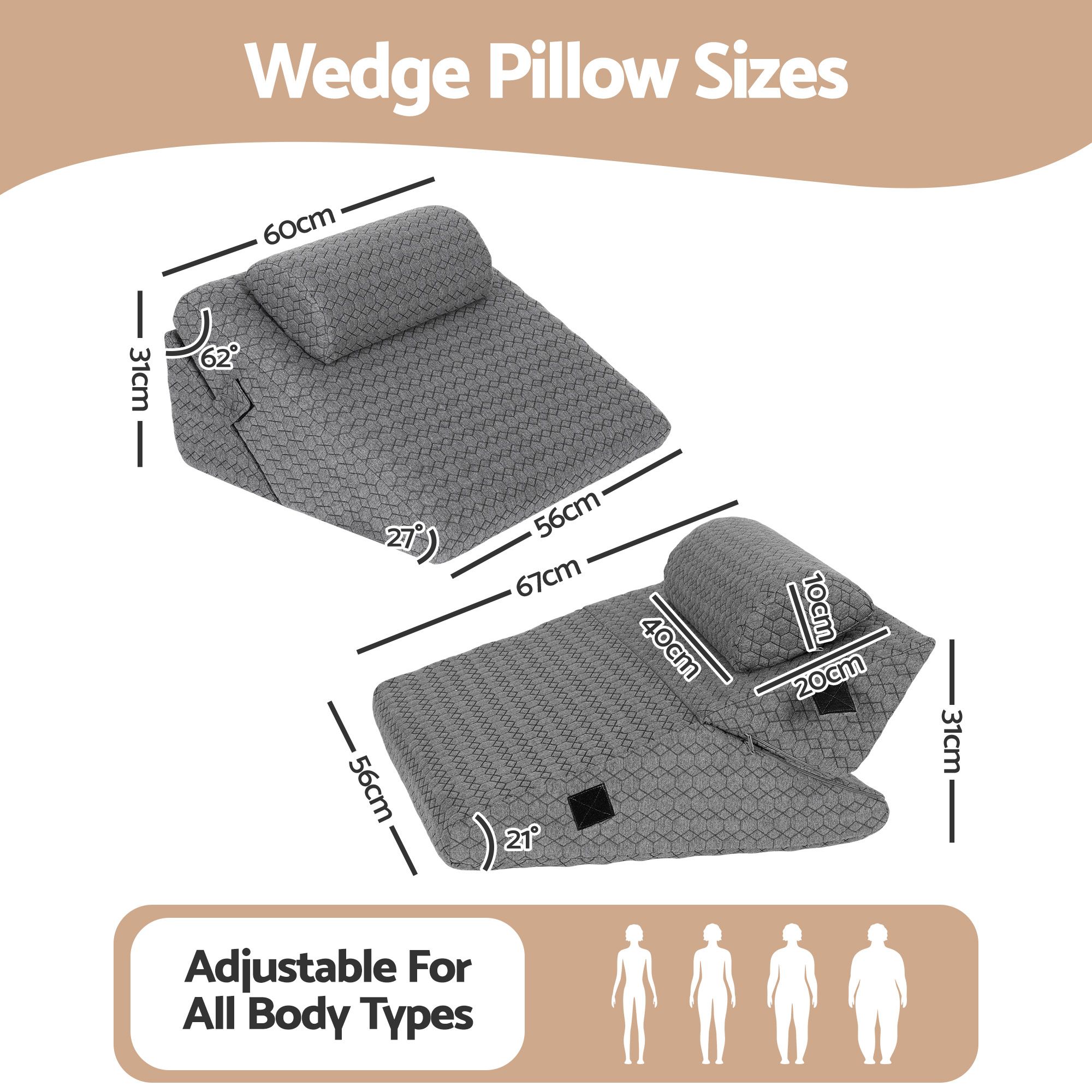 Giselle Bed Wedge Pillow for Headboard, Egg Gel Solves Night Sweats, Triangle Pillow for Reading & Sleeping, Adjustable Back & Neck Support, 30D Foam โ image 2