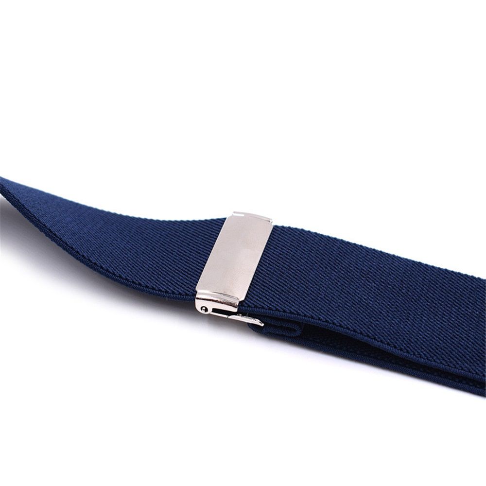 Men's Y-Back Wide 4-Clips Adjustable Suspenders,Male Vintage Casual Wedding Party Trousers Strap Husband's Gift(Dark Blue) — image 5