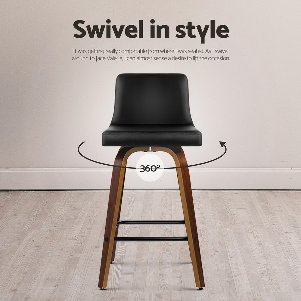 Artiss 4x Bar Stools Swivel Leather Padded Wooden — image 5