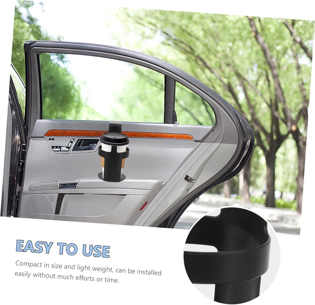 Car Cup Holder with 360 Degree Swivel Base, Adjustable Drink Holder for Water Bottles and Cups, Easy Installation Accessory, Black, 11.5 x 6.5 cm โ image 5