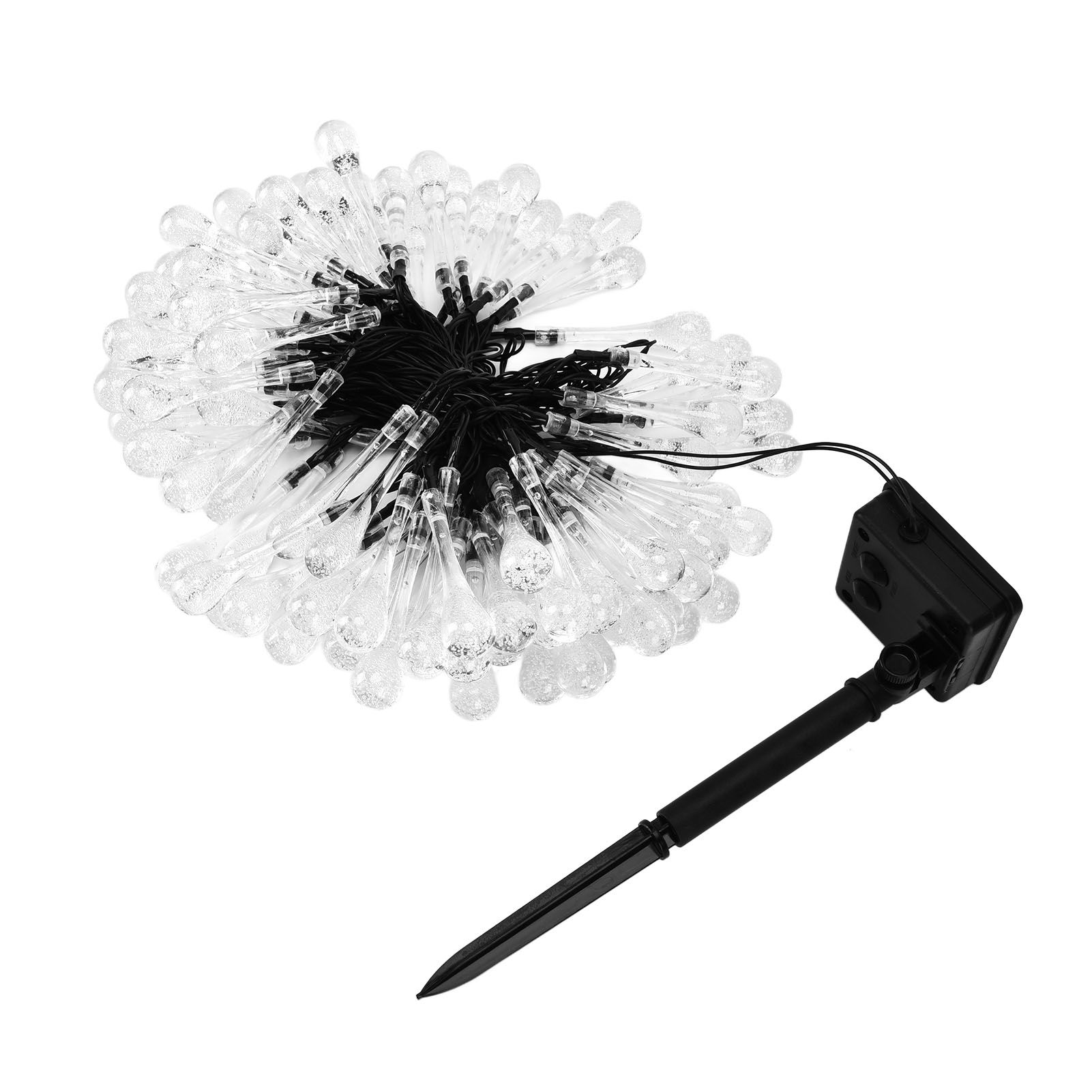 100LEDs String Lights Solar Powered Fairy Lamp 12m/39.3ft Waterproof Drop Shape for Patio Lawn Party DecorWarm Light — image 5