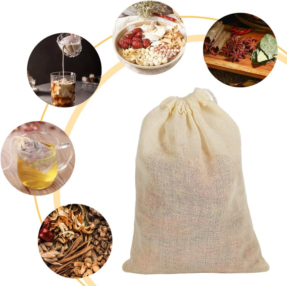 YQL Spice Bags for Cooking,30PCS 4x6 Inch Muslin Bags with Drawstring Tea Filter Bags Cheesecloth Bags for Straining Reusable Natural Cotton Sachet/Herb Bags โ image 6