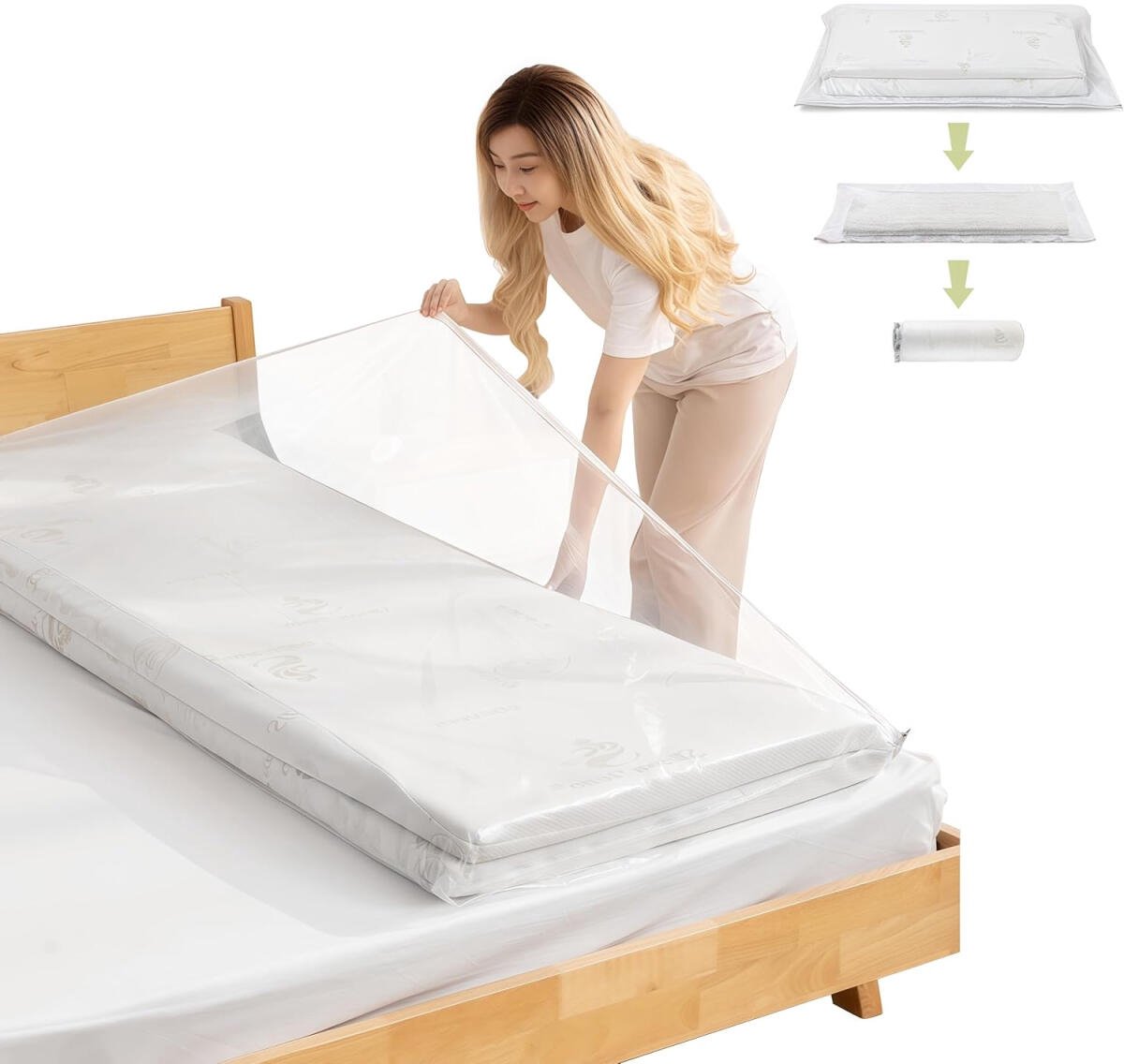 Large vacuum storage bags - 220 × 100cm - vacuum mattress bag - waterproof - resealable - with zipper - reusable - space-saving bags - vacuum seal - for