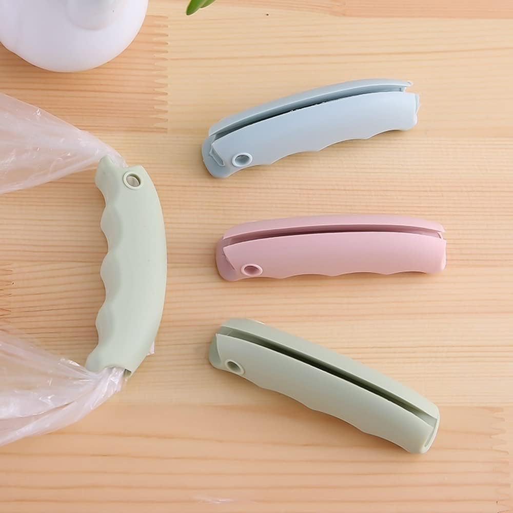 3-Piece Shopping Bag Handles Set - Blue Green Pink - Soft Padded Silicone Grips with Keyhole - Anti-Slip Comfortable Kitchen Gadget for Easy Shopping — image 4