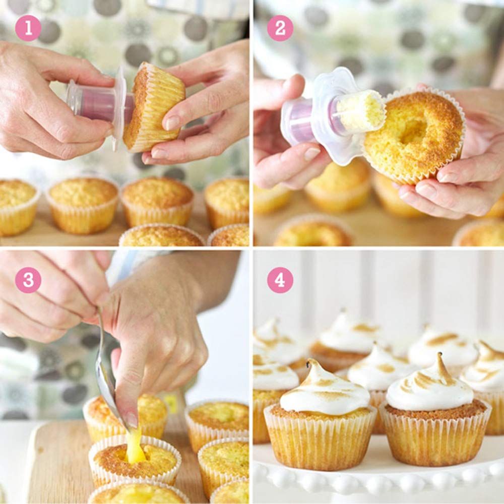 3pc Plastic Cupcake Corer Plunger Cutter Pastry Corer Digging Holes Tools for Muffin Cake Filling, Red — image 4