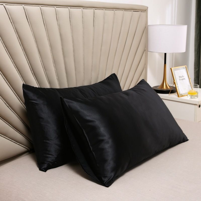 Pillowcase Polyester 60 Thread Count Solid Color black 50 × 66cm【pack of 2】