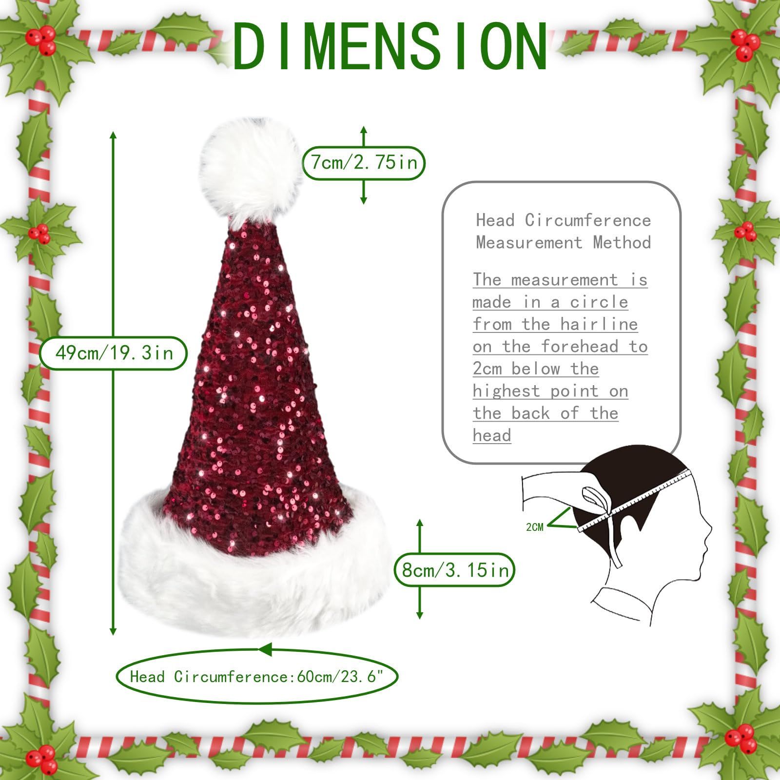 Santa Hat, Christmas Hats for Women or Men, Soft Adults Holiday Hat for Santa Claus New Year Party Supplies — image 2