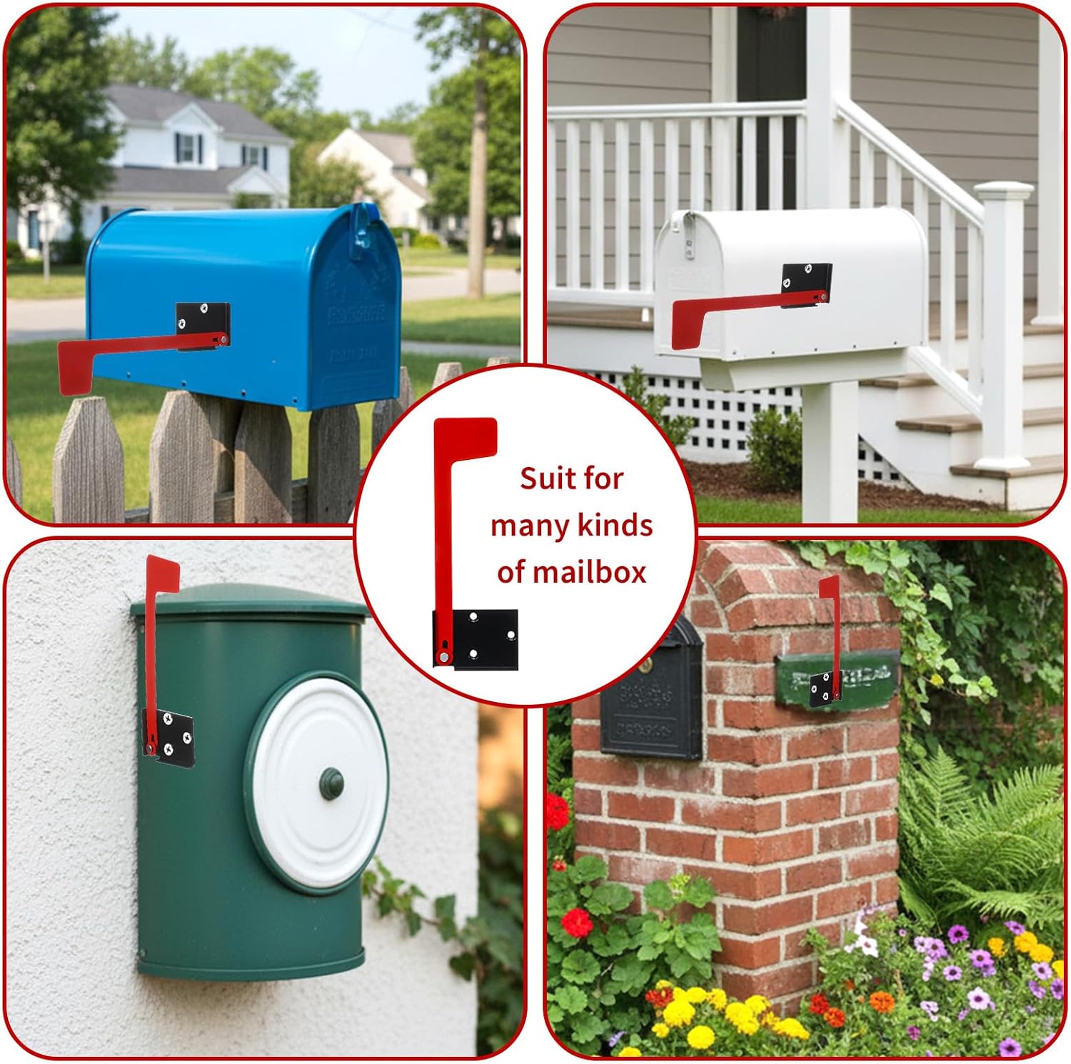 Flag for Mailbox,Red Mailbox Flag Replacement Kit Stainless Steel Mail Box Flags for Outside Metal Wood Wall Two Installation Options — image 6