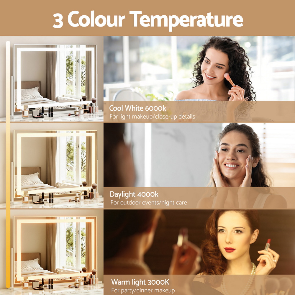 Embellir Makeup Mirror 80x58cm 360~ Rotatable Vanity Mirror with Lights Bright Light Strip Adjustable — image 4