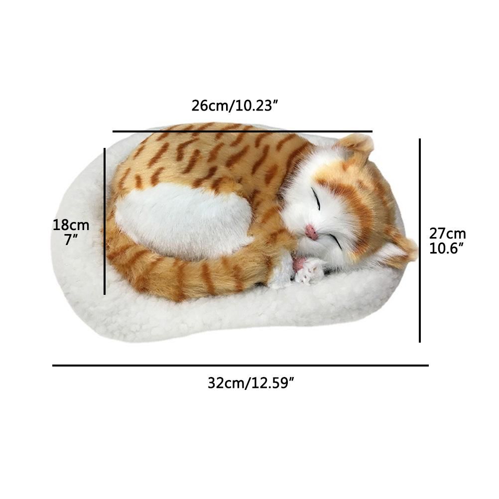 Realistic Sleeping Cat Toy Breathing Cat Stuffed Animal Doll with Mat Plush Toys for Children Home Ornament — image 2