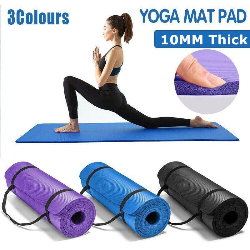 10MM Thick Durable NBR Yoga Mat for Gym and Pilates - Blue โ image 2