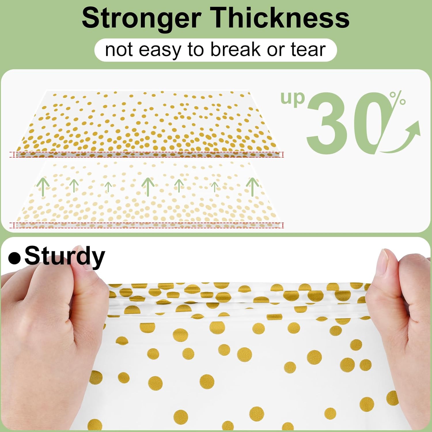 3 Packs Dot Disposable Table Cloth, 54 x 108 Inch Waterproof Plastic Tablecloth, Rectangle Gold Dots in White Table Covers for Easter, Picnic, Birthday, Party โ image 2