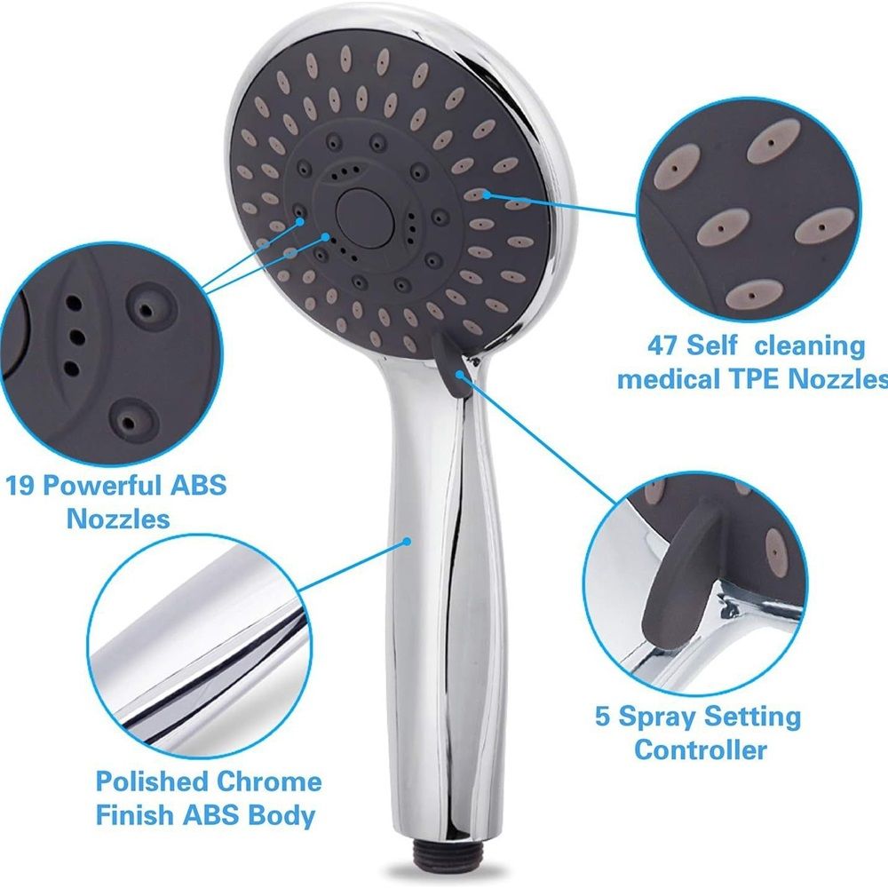 High Pressure Handheld Shower Head Powerful Water Spray Shower Head against Low Pressure Water Flow（Single showerhead） — image 2