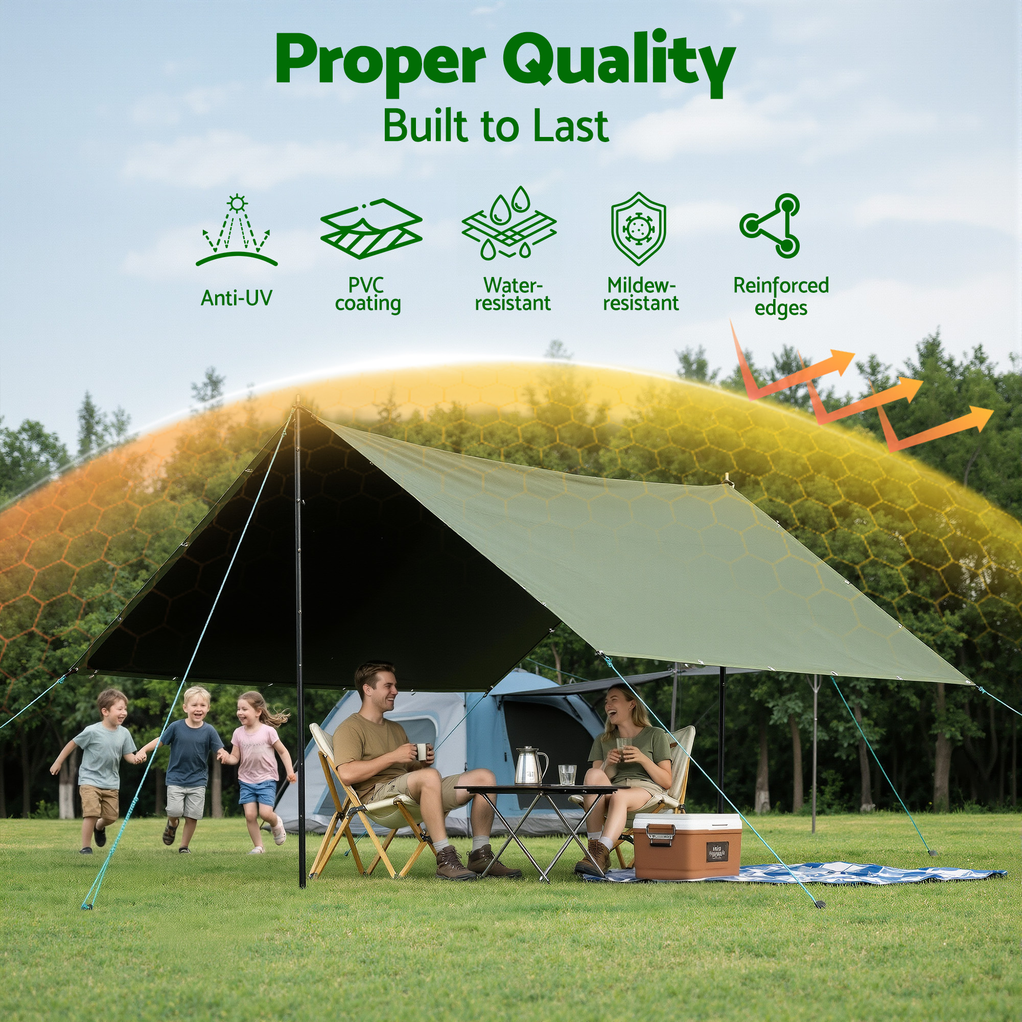 Instahut 4x6m Tarp Tarpaulin 600GSM Camping Canvas Heavy Duty Water Resistant — image 4