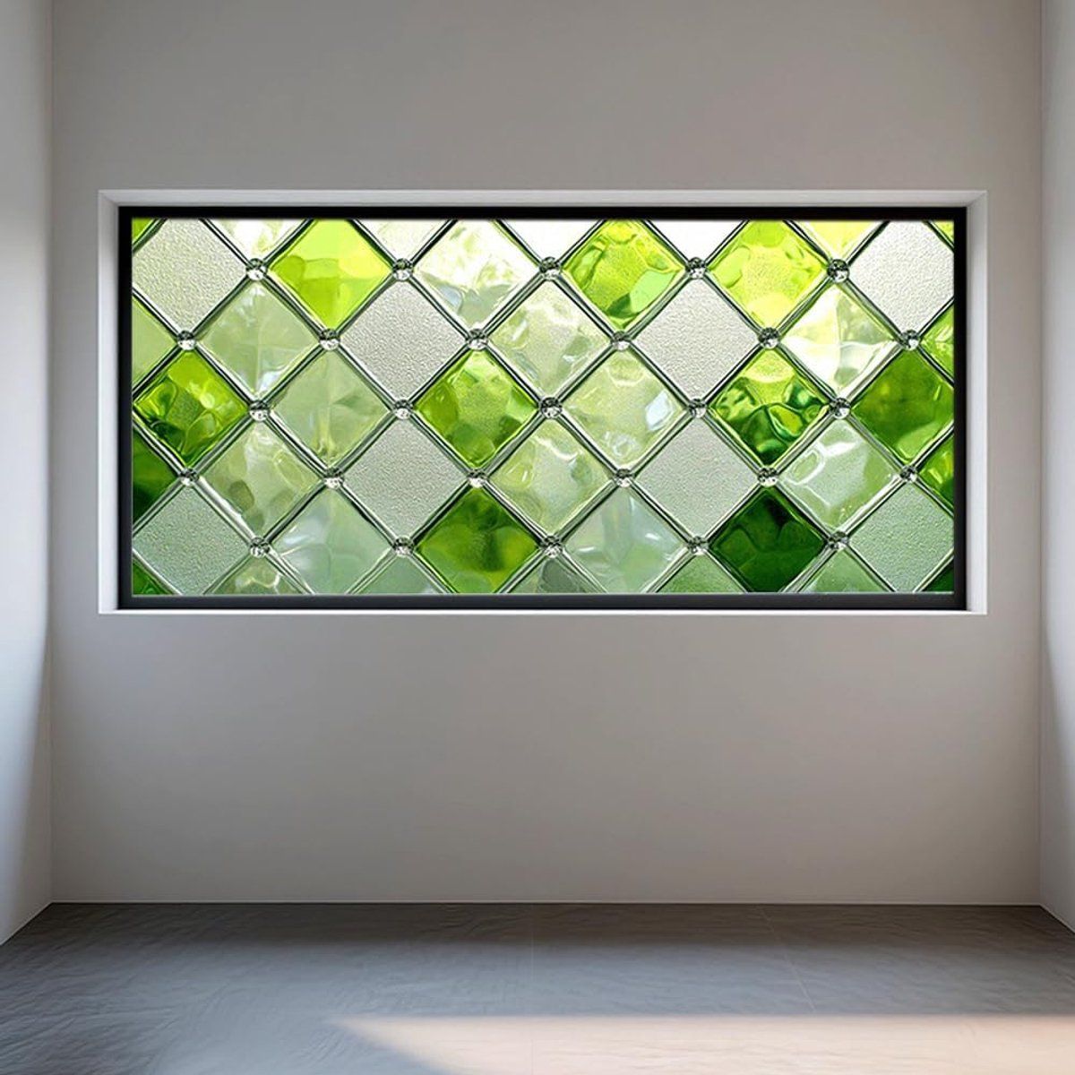 Green Stained Glass Privacy Window Film, Static-Cling Decorative Sticker, 100 × 45 cm — image 4