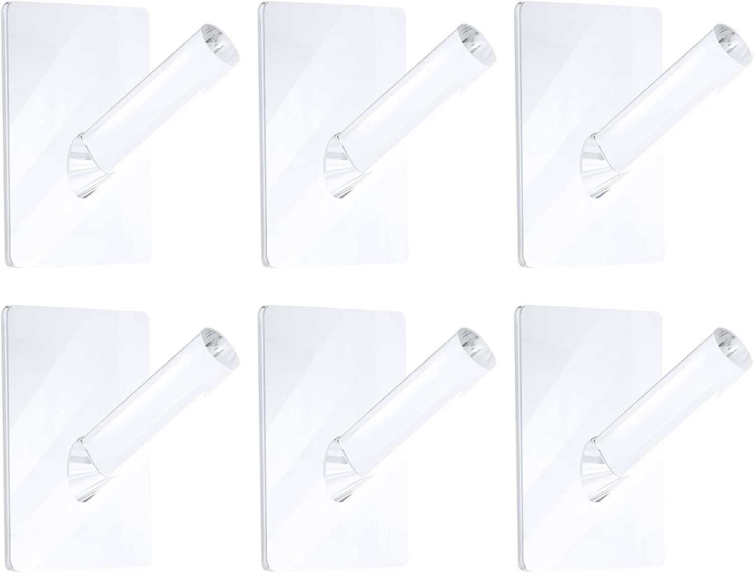 6 Pieces Clear Acrylic Hat Hooks or Wall Heavy Duty Wall Mounted Coat Clothes Towels Hook Sel Adhesive Jewelry Organizer Hanging Display Rack Seamless Stick or