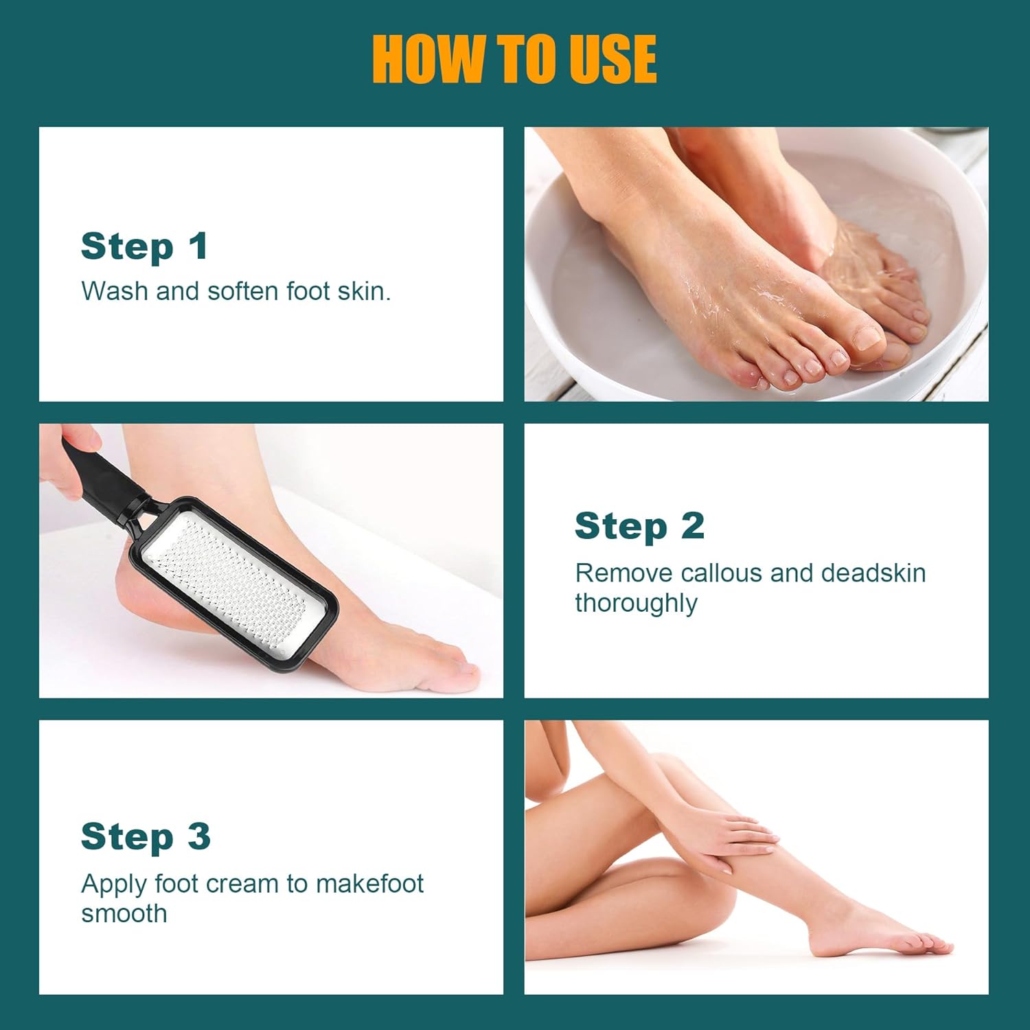 Foot Rasp Foot File, 2 Pcs Stainless Steel Pedicure Callus Remover for Feet, Professial Foot Care Tools for Pedicure to Removes Hard Skin Corns for Dry and Wet — image 4