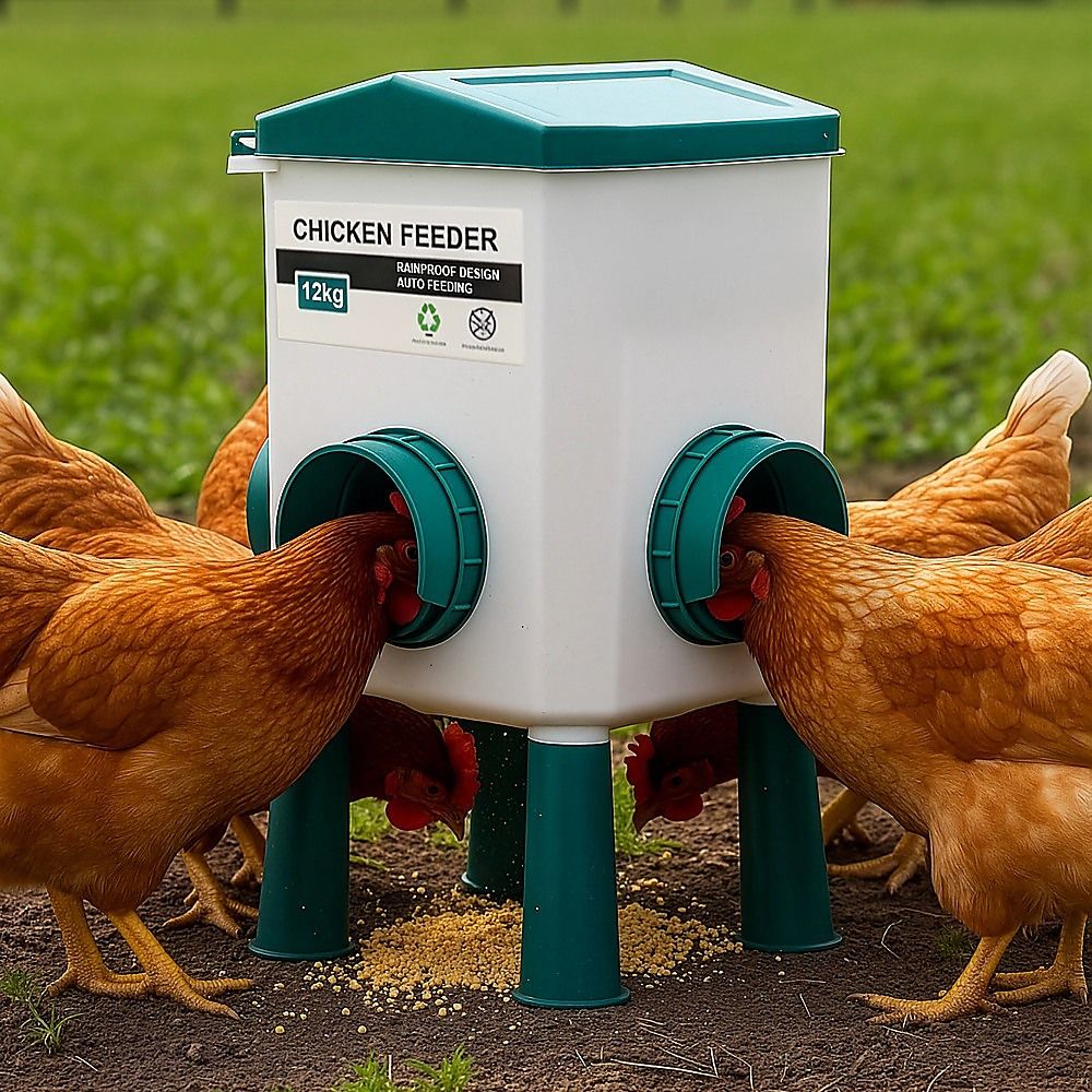 Chicken Feeder Water Food Treadle Poultry Feeding 12KG Large Capacity 11L โ image 4