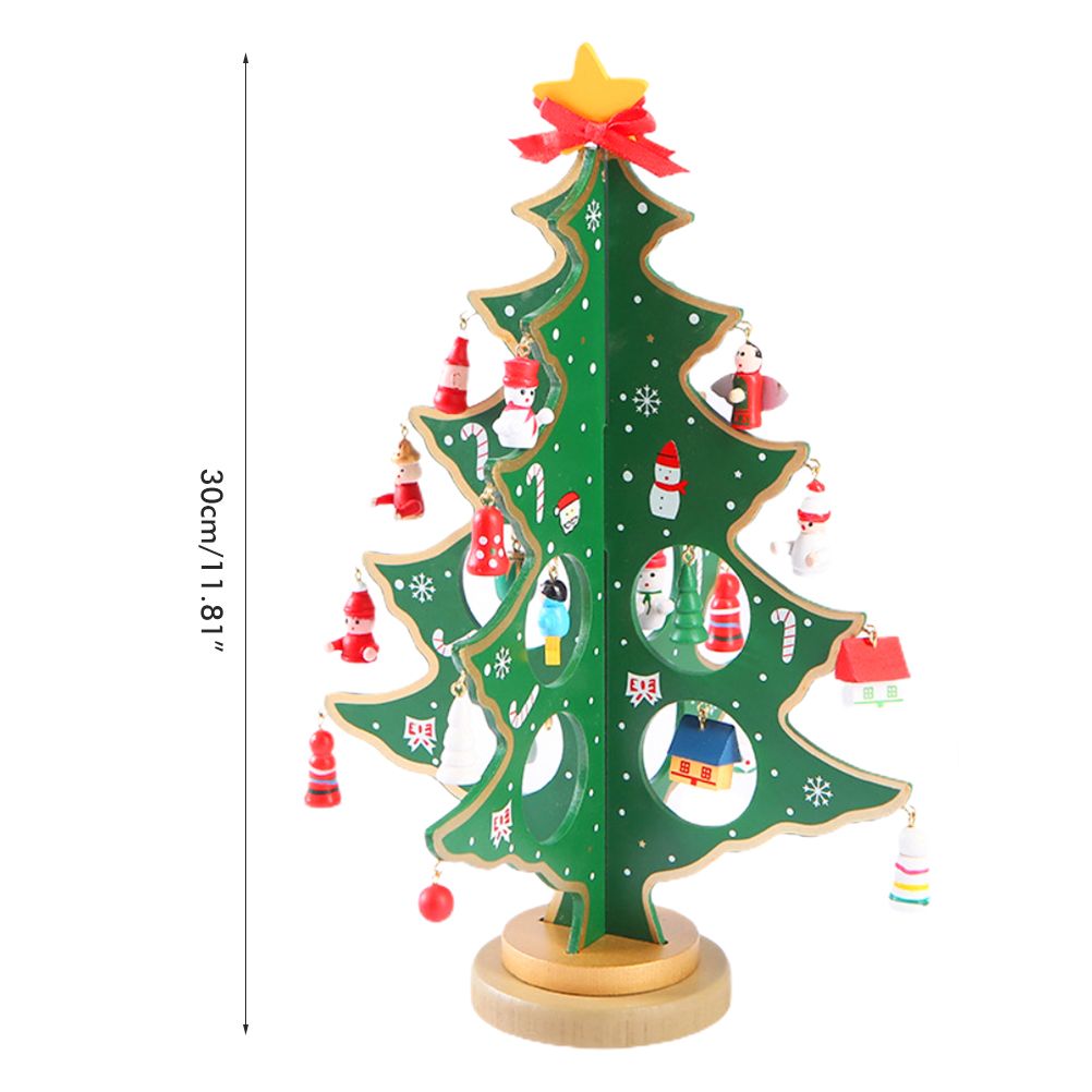 Desktop Christmas Tree Decoration Mini Wooden DIY Christmas Tree Ornaments Children Gift — image 2
