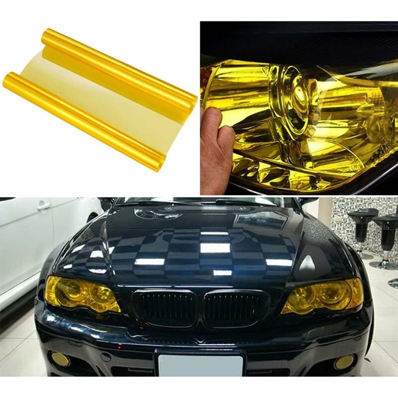 30Cm×100Cm Car Fog Light Tail Light Vinyl Film Sticker (Yellow) — image 3