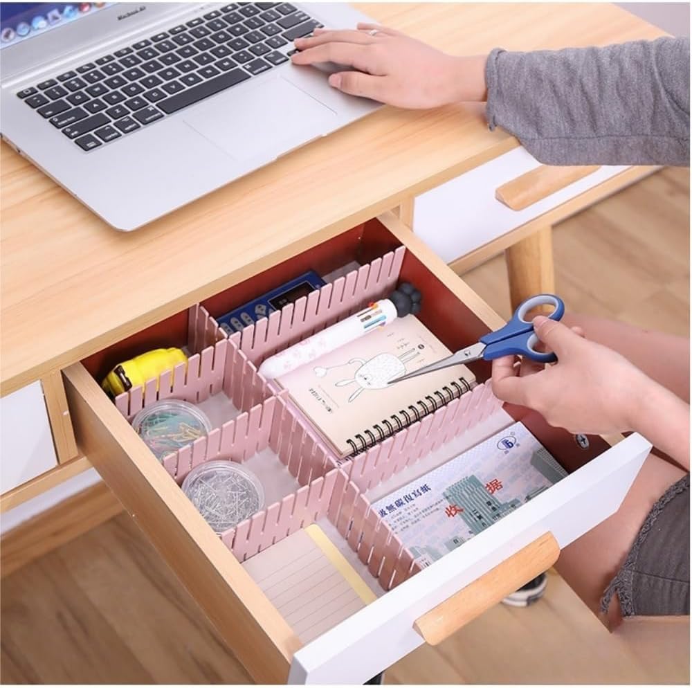 8 Pieces Wall-Mounted Underwear and Sock Organiser with Compartments for Wardrobes, Drawers and Space-Saving Clothing, 47 × 7cm, Pink — image 6