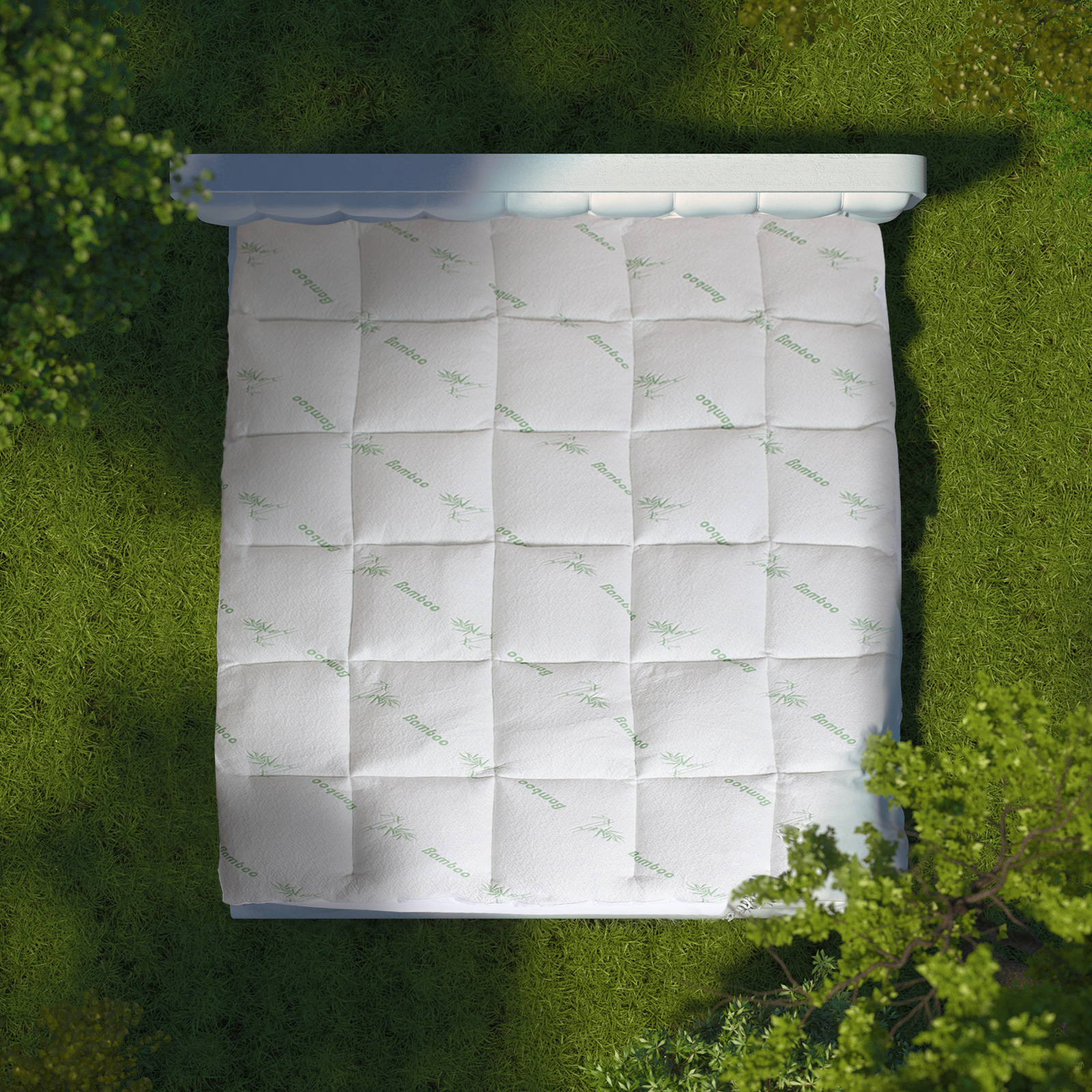 Royal Comfort 1000GSM Luxury Bamboo Covered Mattress Topper Ball Fibre Gusset - Single - White โ image 3