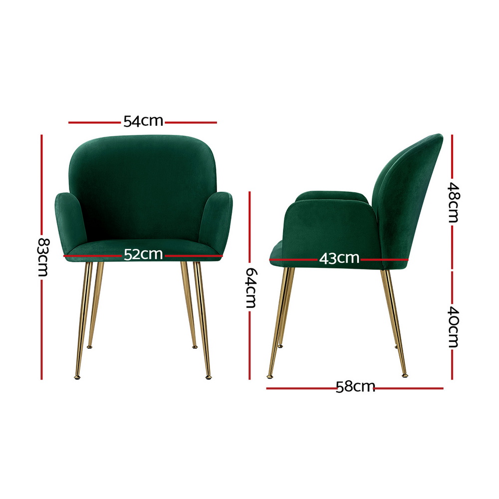 Artiss Dining Chairs Set of 4 Velvet Armchair Green โ image 2