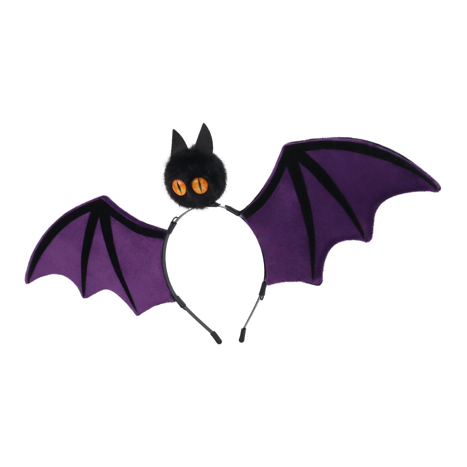 Red Halloween Bat Wing Headband with Furry Ears and Orange Eyes - Velvet Costume Accessory for Cosplay, Parties, and Themed Events — image 3