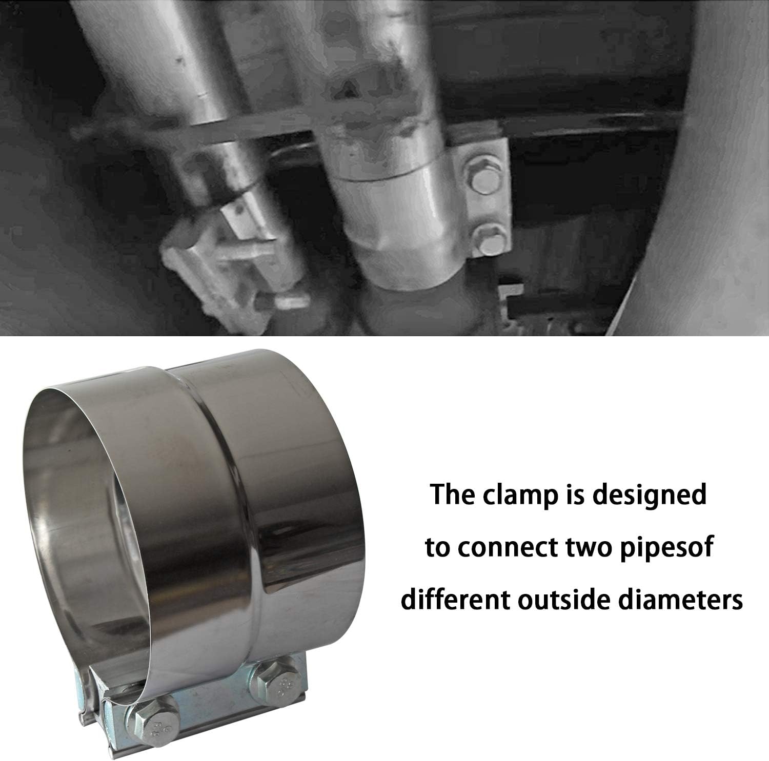 4" Lap Joint Exhaust Band Clamp - Stainless Steel With 1 Block 2Pcs For 4" Od To 4" Id Exhaust Pipe, Muffler, Elbow And Exhaust Tubing Connection(2 Pack) โ image 6