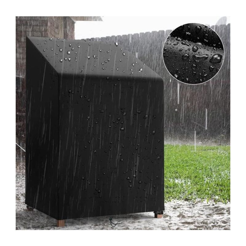 Garden Chair Cover, 420D Oxford Waterproof Stackable Outdoor Chair Cover, Black, 70 x 85/125 cm — image 2