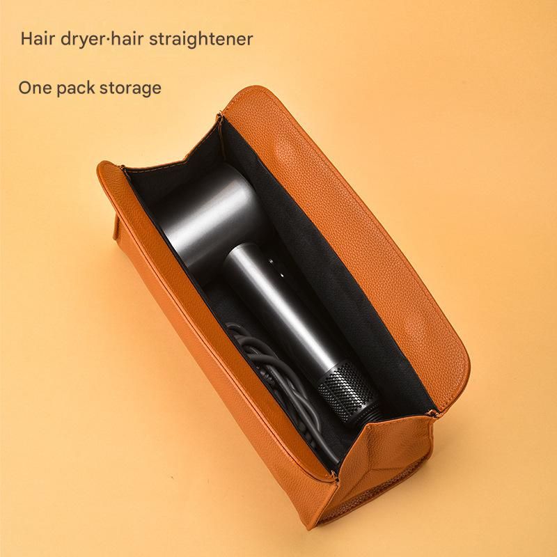 Brown Hair Dryer Storage Bag - Faux Leather Travel Organizer with Magnetic Closure, Waterproof Heat Resistant Pouch for Straighteners Curling Irons and Styling โ image 2
