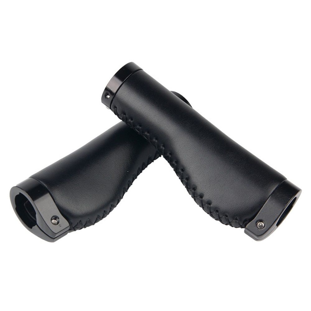 1 Pair Leather Grips Lock On Locking PU Handlebar Grips Grip Handle End Holding Locking Grips for Mountain Bike(Black)