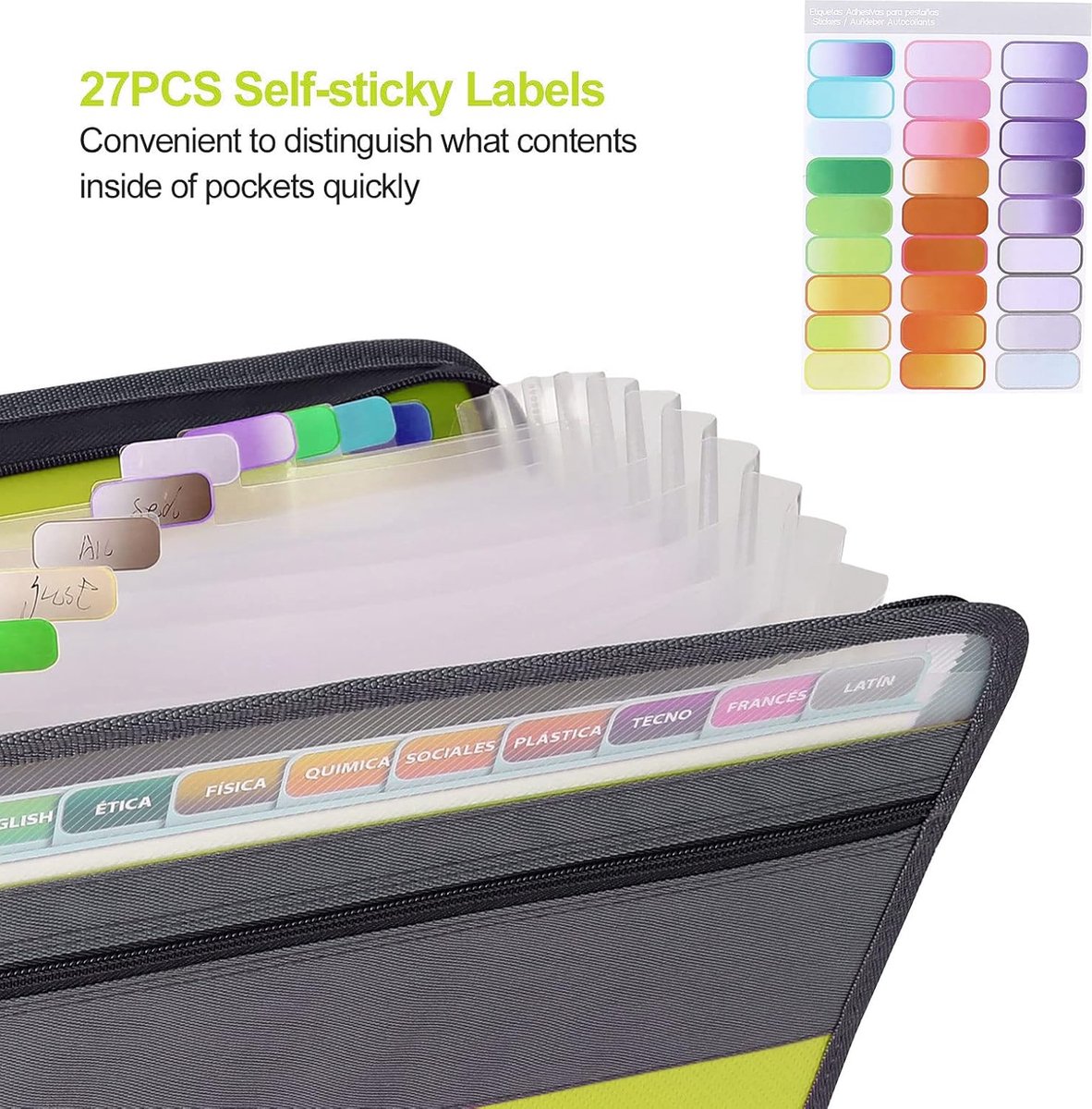 Project Folder - A4 - Foldable File Folder with Tabs - 13 Compartments - Storage Folder/Sorting Folder - Compartment Folder - Durable Plastic Document Folder — image 4
