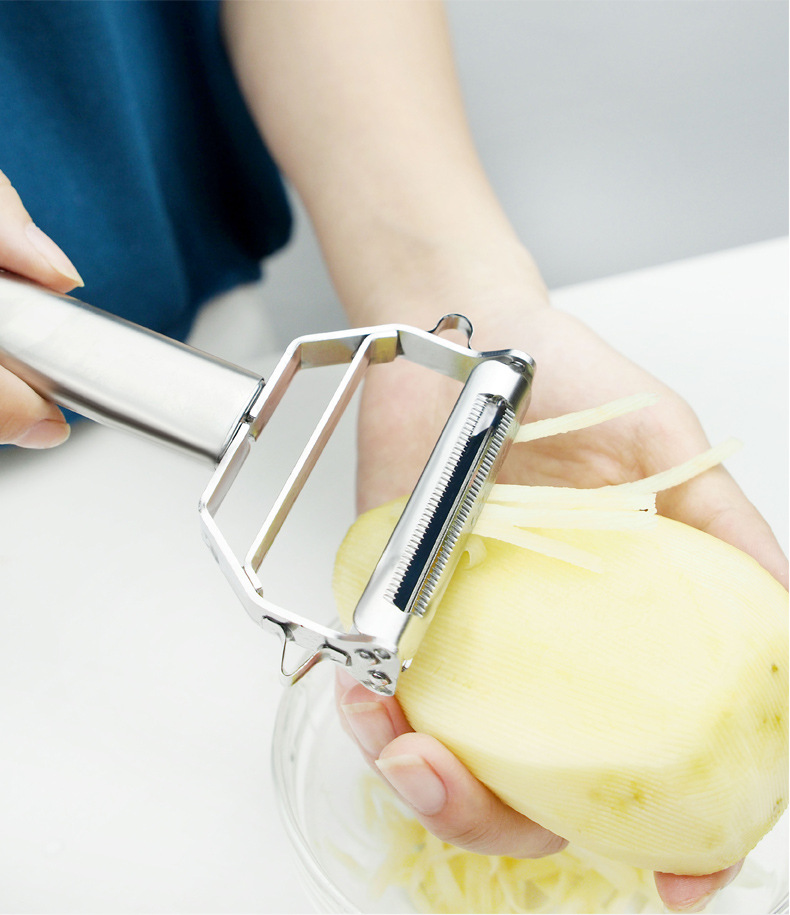 Premium Stainless Steel Dual Peeler & Julienne Cutter - 2-in-1 Vegetable Slicer with Swivel Blade - Heavy Duty Multi-Function Kitchen Tool for Potatoes โ image 3