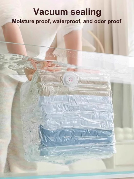 4-Piece Clothing Storage Bags - Compression Bags - Vacuum Bags for Sealing Blankets - Suitable for Travel Clothes - Reusable - Space-Saving - With Manual Press — image 3