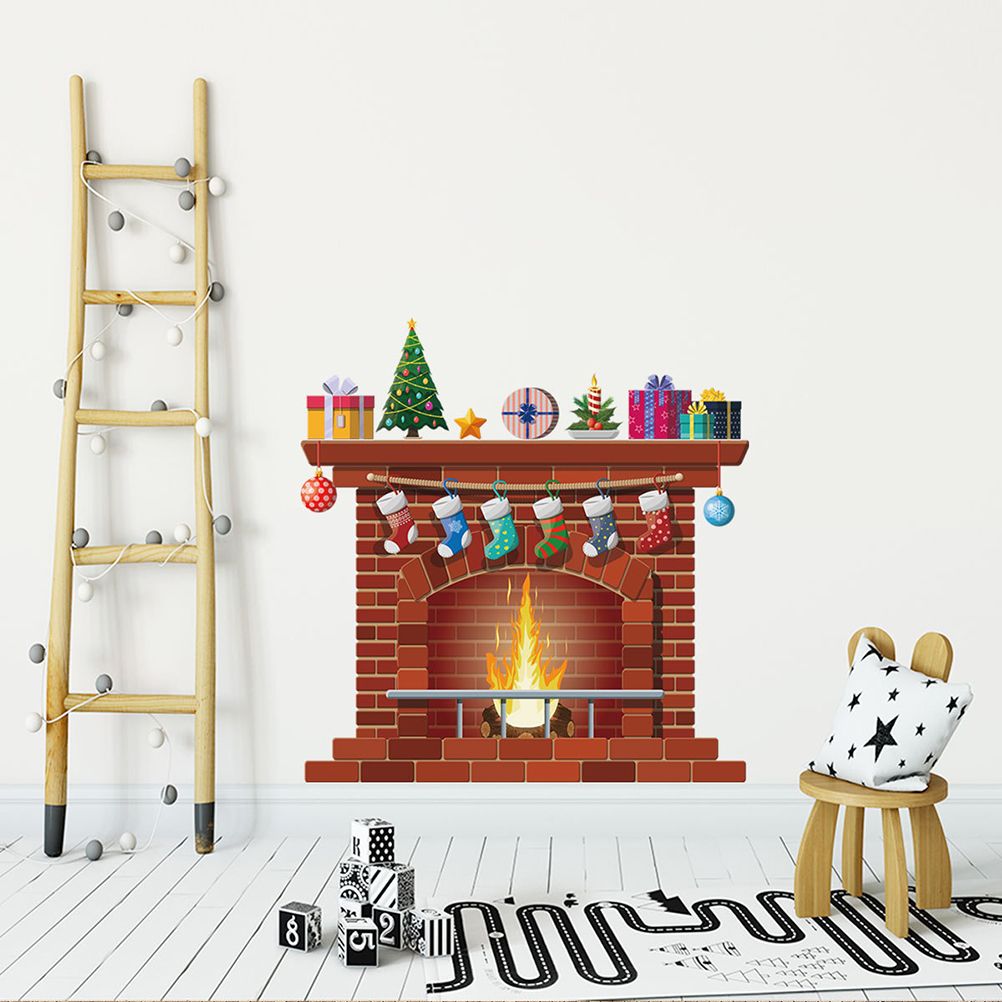 Christmas Fireplace Wall Decals DIY Home Decor Living Room Sticker Bedroom Decoration Nursery Wallpaper โ image 4