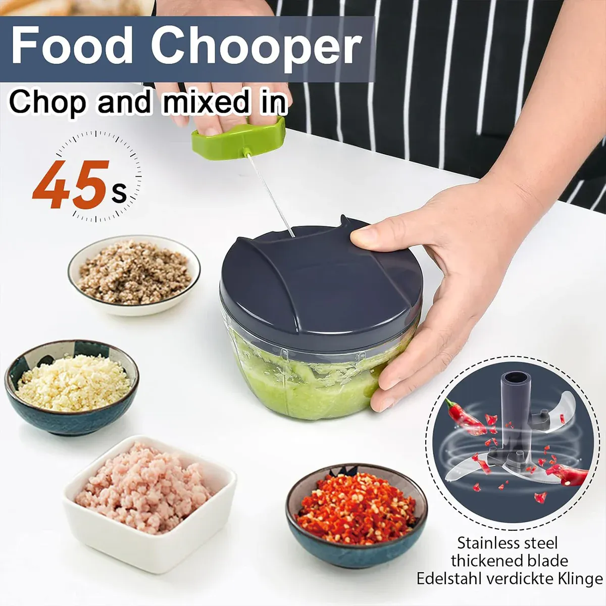 Garlic Press Chopper Slicer Hand Presser Grinder Crusher Home Kitchen Tools Use - 600ml — image 2