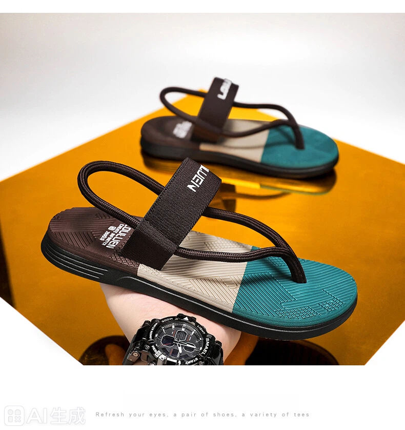 Men's Outdoor Non-Slip Sandals, EVA Lightweight Thick-Sole Beach Slippers for Casual &ports(brown-44) โ image 5