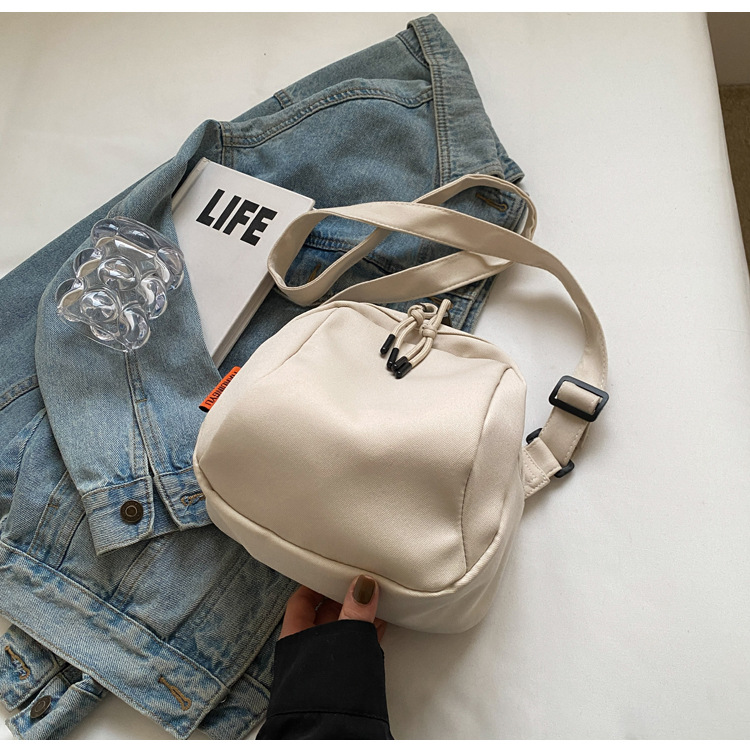 White Lightweight Canvas Crossbody Bag - Minimalist Casual Shoulder Satchel with Adjustable Strap — image 4