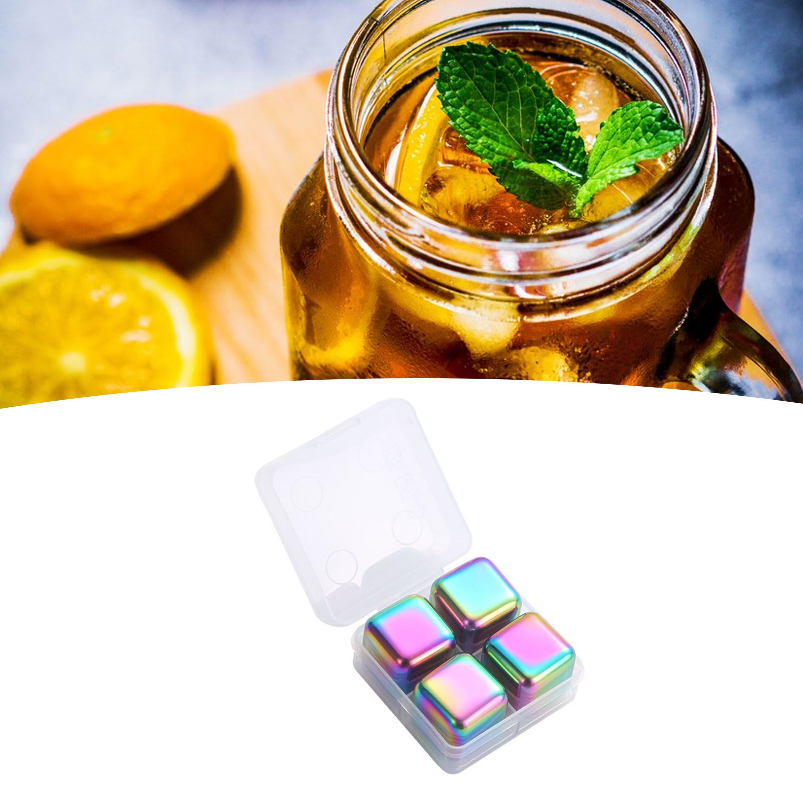 Metal Ice Cubes Stainless Steel Reusable Quick Chilling Clean Whiskey Stone with Ice Tong for Drink Beverage Colorful โ image 2