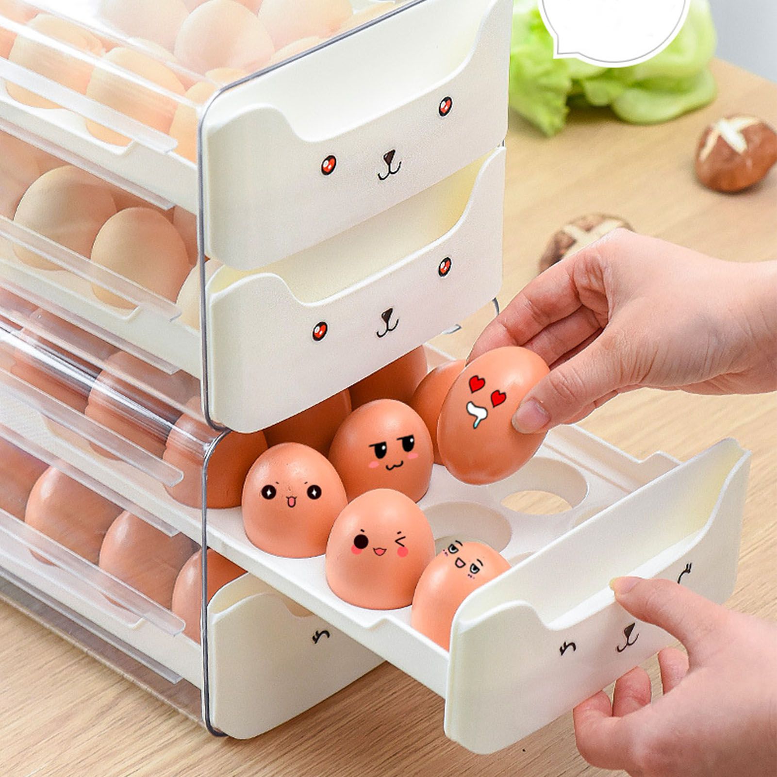 Double Layer Egg Drawer Transparent Lengthen Independent Slot Egg Holder Egg Storage Container for Refrigerator White โ image 5