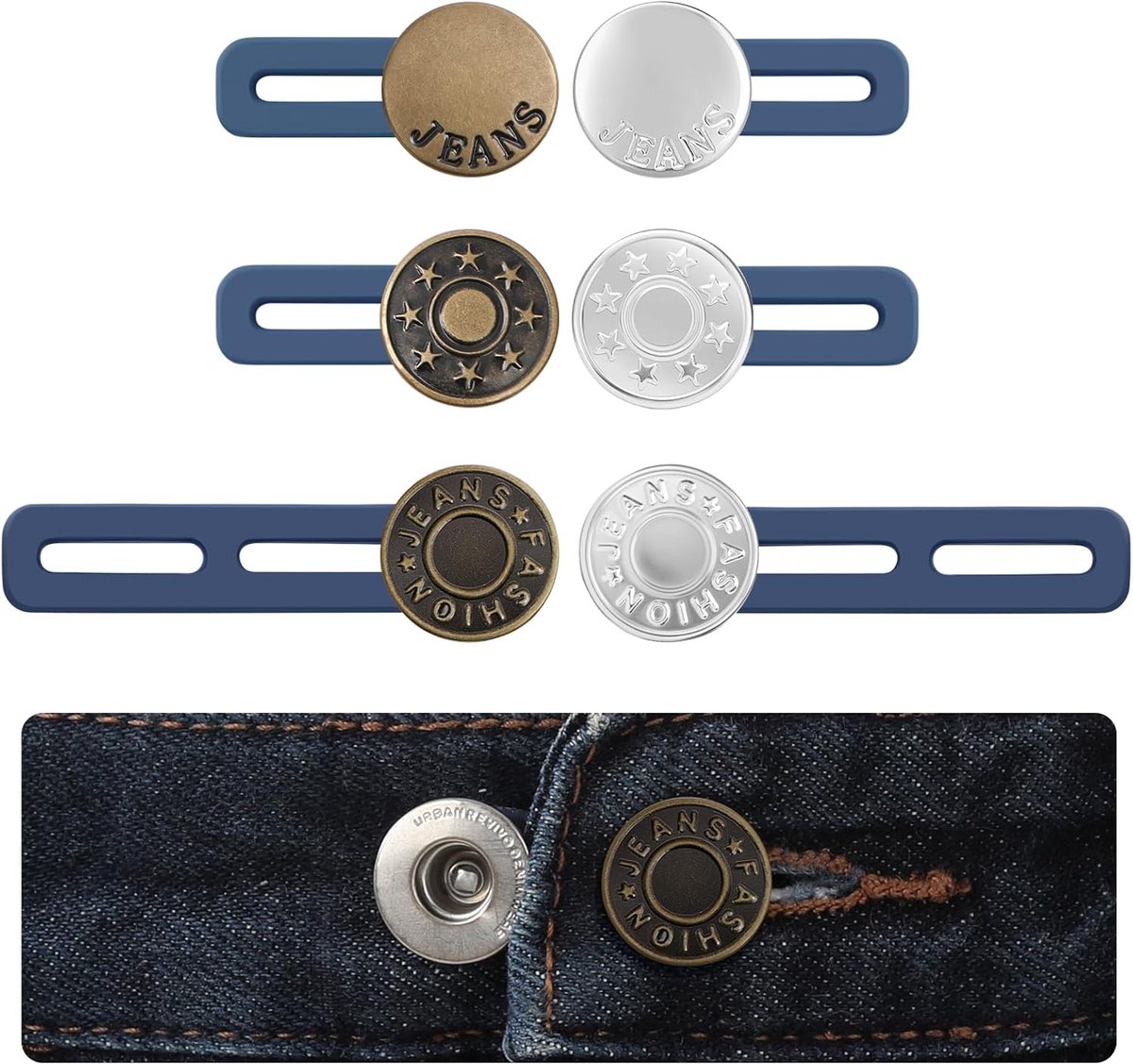 pieces jeans button extenders - Buttonhole Extender - Trouser Widening Button - Waistband Extenders - Unisex - Instant Waist Extender Buttons - Trouser
