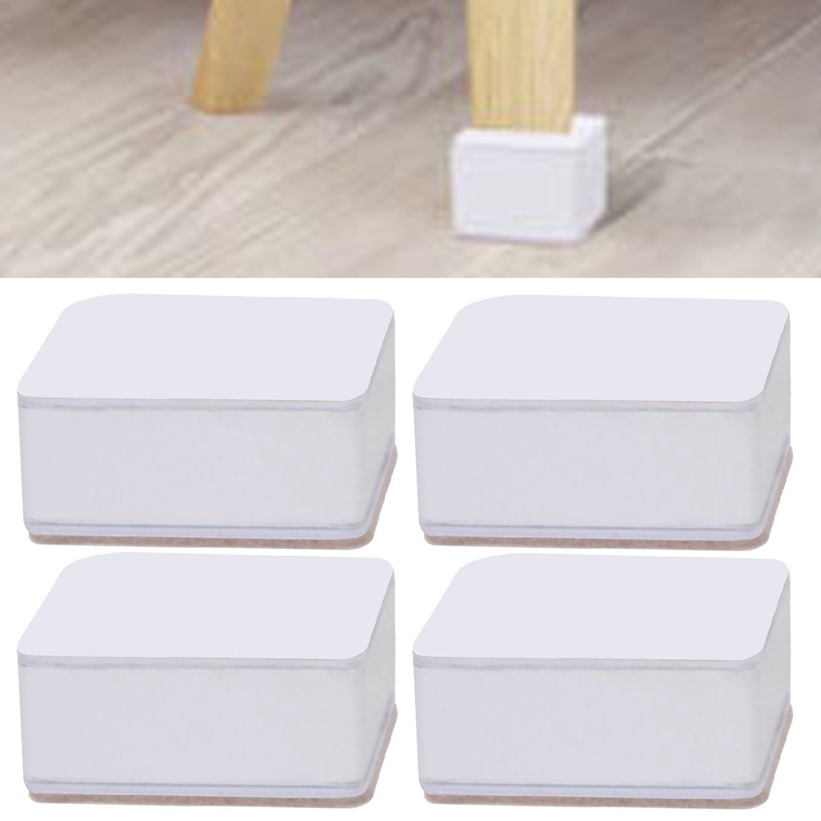 Carbon Steel Furniture Risers Self Adhesive Furniture Lift Anti Slip Low Noise Bed Lifter with Felt Pad for Sofa Couch White โ image 6