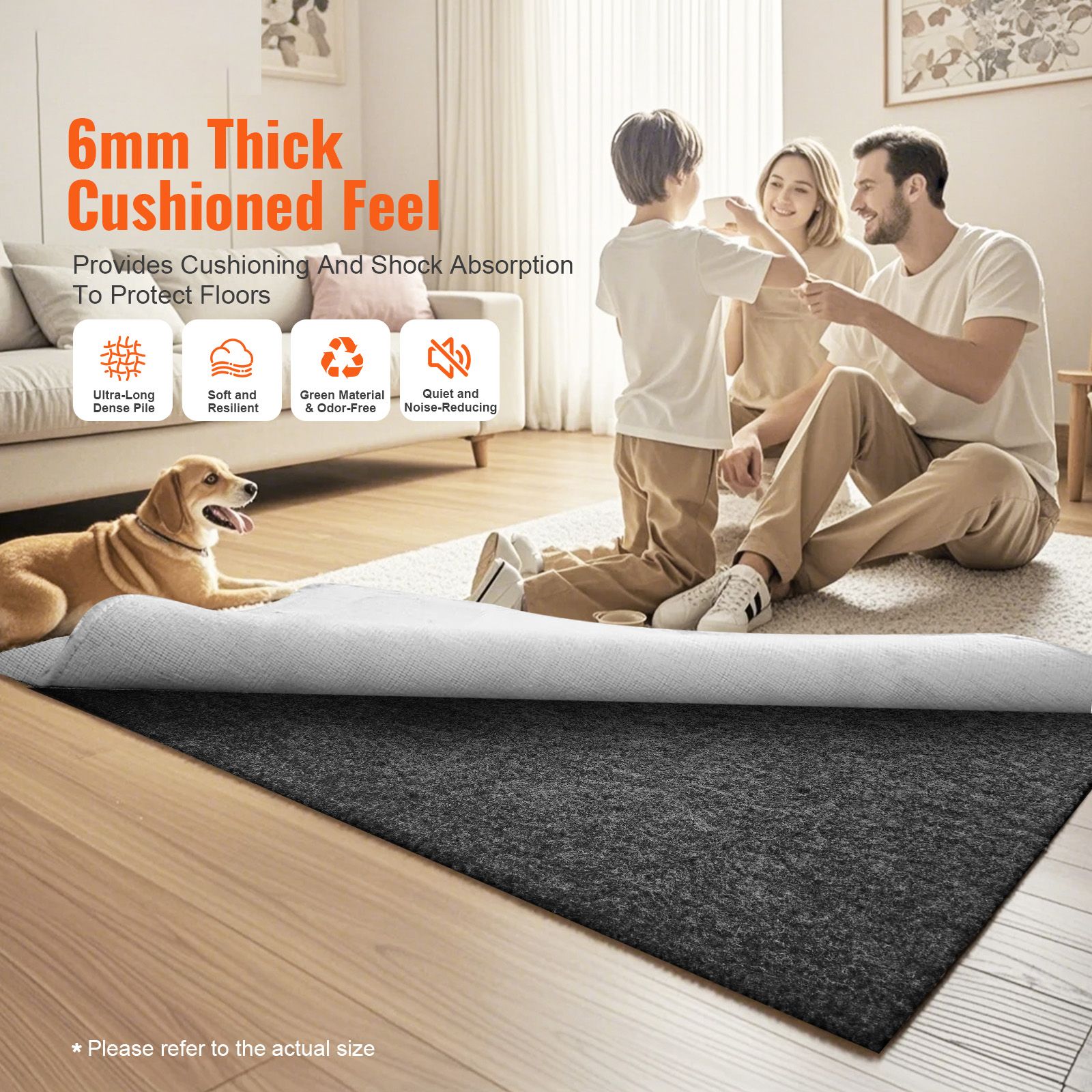 Non Slip Rug Pad Gripper 9' x 12' Carpet Mat 0.24" Thick for All Floor — image 2